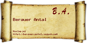 Berauer Antal névjegykártya